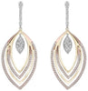 .55CT DIAMOND 14KT TRI COLOR GOLD 3D ROUND MULTI TEAR DROP FUN HANGING EARRINGS