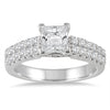ESTATE 1.8CT DIAMOND 14K WHITE GOLD PRINCESS & ROUND ENGAGEMENT WEDDING RING SET