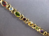 ESTATE WIDE 8CT AAA MULTI GEM 14K YELLOW GOLD 3D OVAL & PRINCESS TOGGLE BRACELET