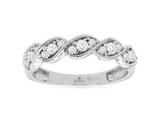 .37CT DIAMOND 14KT WHITE GOLD 3D 3 STONE MULTI LEAF PAST PRESENT FUTURE FUN RING