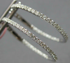 .65CT DIAMOND 14KT WHITE GOLD 3D CLASSIC 1.5MM INSIDE OUT HOOP HANGING EARRINGS