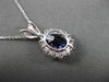 ESTATE LARGE 3.23CT DIAMOND & AAA SAPPHIRE 14KT WHITE GOLD OVAL FLOATING PENDANT