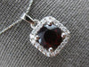 2.58CT DIAMOND & AAA GARNET 14K WHITE GOLD 3D ROUND HALO SQUARE FLOATING PENDANT