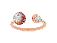 .45CT DIAMOND & AAA PINK SAPPHIRE 14K ROSE GOLD 3D CLUSTER CIRCULAR TENSION RING