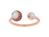 .45CT DIAMOND & AAA PINK SAPPHIRE 14K ROSE GOLD 3D CLUSTER CIRCULAR TENSION RING