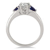 2.32CT DIAMOND & AAA SAPPHIRE 14KT WHITE GOLD ROUND & HEART SHAPE 3 STONE RING