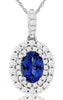 1.23CT DIAMOND & AAA TANZANITE 14KT WHITE GOLD OVAL & ROUND FUN FLOATING PENDANT