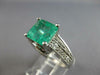 ESTATE LARGE 3.78CT DIAMOND & AAA EMERALD 14KT WHITE GOLD ENGAGEMENT RING #27612