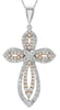.66CT DIAMOND 18KT WHITE & ROSE GOLD 3D FLOWER INFINITY CROSS FLOATING PENDANT
