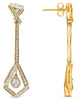 LARGE 1.17CT DIAMOND 14K YELLOW GOLD 3D ROUND & BAGUETTE TRIANGULAR FUN EARRINGS