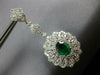 ESTATE EXTRA LARGE 7.34CT DIAMOND & AAA EMERALD 18KT WHITE GOLD HANGING EARRINGS