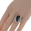 ESTATE LARGE 1.26CT DIAMOND & AAA ONYX 18KT WHITE GOLD 3D ROUND LOVE RING