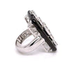 LARGE 1.33CT DIAMOND & BLACK ENAMEL 18KT WHITE GOLD MULTI SHAPE RECTANGULAR RING