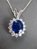 ESTATE LARGE 3.23CT DIAMOND & AAA SAPPHIRE 14KT WHITE GOLD OVAL FLOATING PENDANT