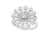 ESTATE LARGE 1.0CT DIAMOND 14KT WHITE GOLD 3D ROUND CLASSIC SNOWFLAKE LOVE RING