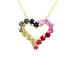 ESTATE .67CT AAA SAPPHIRE 18KT YELLOW GOLD OPEN HEART RAINBOW FLOATING PENDANT