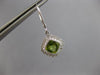 1.92CT DIAMOND & AAA PERIDOT 14KT WHITE GOLD SQUARE LEVERBACK HANGING EARRINGS