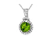 1.64CT DIAMOND & AAA PERIDOT 14KT WHITE GOLD CLASSIC ROUND HALO FLOATING PENDANT