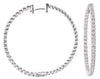 ESTATE 3.0CT DIAMOND 14KT WHITE GOLD 3D INSIDE OUT ROUND HOOP HANGING EARRINGS