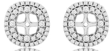 ESTATE .63CT DIAMOND 14KT WHITE GOLD ROUND DOUBLE HALO SQUARE EARRING JACKETS