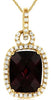 LARGE 5.0CT DIAMOND & AAA GARNET 14KT YELLOW GOLD CUSHION & ROUND SQUARE PENDANT