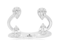 .30CT DIAMOND 14KT WHITE GOLD ROUND & BAGUETTE CLUSTER MULTI PEAR SHAPE FUN RING