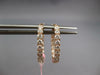 ESTATE .82CT DIAMOND 14KT ROSE GOLD 3D CLASSIC 2mm OVAL HUGGIE HANGING EARRINGS