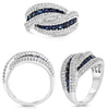 WIDE 1.73CT DIAMOND & AAA SAPPHIRE 14KT WHITE GOLD ROUND MULTI ROW INFINITY RING