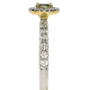 .79CT WHITE & FANCY YELLOW DIAMOND 18KT 2 TONE GOLD OVAL & ROUND ENGAGEMENT RING