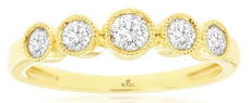 .50CT DIAMOND 14KT YELLOW GOLD 3D 5 STONE FILIGREE GRADUATING ANNIVERSARY RING