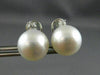 ESTATE LARGE .26CT DIAMOND & AAA SOUTH SEA PEARL 14K WHITE GOLD CLIP ON EARRINGS