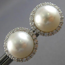 .54CT DIAMOND & AAA SOUTH SEA PEARL 14KT WHITE GOLD 3D FLOWER HALO STUD EARRINGS