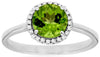 Estate 1.50Ct Diamond & AAA Peridot 14Kt White Gold Classic Round Halo Engagement Ring