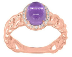 1.35CT DIAMOND & AAA AMETHYST 14KT ROSE GOLD 3D OVAL & ROUND LOVE KNOT FUN RING