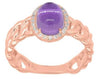 1.35CT DIAMOND & AAA AMETHYST 14KT ROSE GOLD 3D OVAL & ROUND LOVE KNOT FUN RING