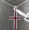 ESTATE .65CT DIAMOND & AAA RUBY 14KT WHITE GOLD CLASSIC CROSS FLOATING PENDANT