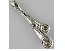 .50CT DIAMOND 14KT WHITE GOLD 3D 3 STONE BEZEL ETOILE CRISS CROSS LOVE PENDANT