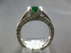 ESTATE 2.18CT DIAMOND & AAA EMERALD 14K WHITE GOLD OVAL FILIGREE ENGAGEMENT RING