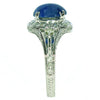 ESTATE 4.15CT DIAMOND & AAA SAPPHIRE 18KT WHITE GOLD OVAL & ROUND CABACHON RING