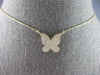 ESTATE .21CT DIAMOND 14KT YELLOW GOLD 3D CLASSIC BUTTERFLY LOVE NECKLACE