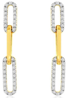 .28CT DIAMOND 14KT YELLOW GOLD 3D OVAL CLASSIC LOVE KNOT FUN HANGING EARRINGS
