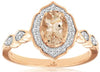 .88CT DIAMOND & AAA MORGANITE 14KT ROSE GOLD OVAL & ROUND FILIGREE FLORAL RING