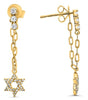 .29CT DIAMOND 14KT YELLOW GOLD 3D PAST PRESENT FUTURE STAR OF DAVID FUN EARRINGS