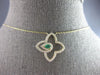 .22CT DIAMOND & AAA EMERALD 14KT YELLOW GOLD 3D OPEN STAR FLOWER LOVE NECKLACE