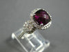 ESTATE LARGE 5.38CT DIAMOND & AAA RHODOLITE 14KT WHITE GOLD HALO ENGAGEMENT RING
