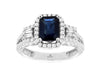2.43CT DIAMOND & AAA SAPPHIRE 14K WHITE GOLD 3D EMERALD CUT HALO ENGAGEMENT RING