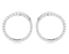 ESTATE .68CT DIAMOND 14KT WHITE GOLD 3D ROUND SIDEWAYS HOOP HANGING EARRINGS