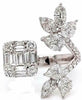 LARGE 2.33CT DIAMOND 18K WHITE GOLD 3D MULTI SHAPE DOUBLE FLOWER SQUARE FUN RING