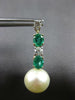 1.88CT DIAMOND AAA EMERALD & SOUTH SEA PEARL 14K 2 TONE GOLD OVAL EARRINGS 27171