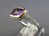 1.88CT DIAMOND & AAA AMETHYST 14K 2 TONE GOLD 3D CUSHION & ROUND FRIENDSHIP RING
